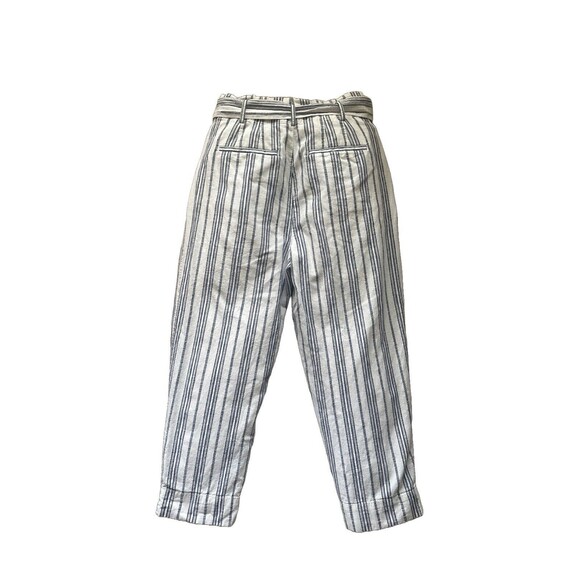 Madewell Women's 4 Linen-Cotton Paperbag Pants Dark Baltic Stripe - Picture 7 of 11